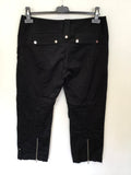 KAREN MILLEN BLACK CROPPED ZIP TRIM TROUSERS SIZE 12