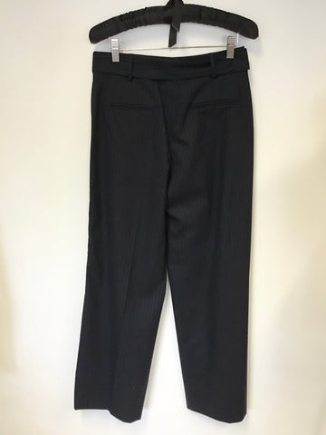 BRAND NEW ME+EM NAVY BLUE WOOL BLEND WIDE LEG TROUSERS WITH BELT SIZE 8