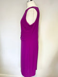 VIYELLA MAGENTA PINK STRETCH JERSEY SLEEVELESS PENCIL DRESS SIZE 14