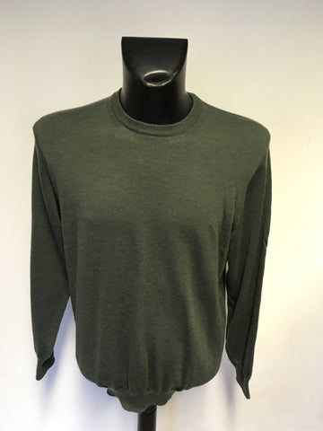 MARKS & SPENCER COLLEZIONE DARK GREEN WOOL & SILK BLEND JUMPER SIZE XL