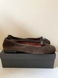 BRAND NEW HOBBS ODETTE DARK BROWN SUEDE BALLERINA FLATS SIZE 8/42