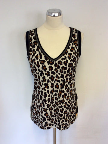 MARCCAIN SPORTS LEOPARD PRINT SLEEVELESS VEST TOP SIZE N6 UK 18/20