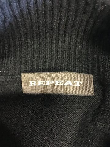 REPEAT BLACK 100% WOOL 3/4 SLEEVE LONG JUMPER SIZE 36 UK 10