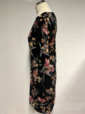 BRAND NEW MARKS & SPENCER BLACK VELVET FLORAL PRINT SHIFT DRESS SIZE 8