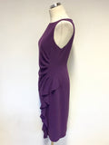 COAST PURPLE SLEEVELESS PENCIL DRESS WITH FRILL TRIM SIZE 14