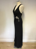 Marcelane Black Strappy Full Length Evening Dress With Diamanté Trim Size 12