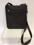 RADLEY DARK BROWN LEATHER MEDIUM ZIP TOP CROSS BODY POCKET BAG