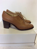 HOBBS TAN BROWN LEATHER LACE UP HEELS SIZE 5/38