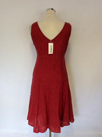 BRAND NEW LK BENNETT GINA RED LINEN SLEEVELESS DRESS SIZE 12