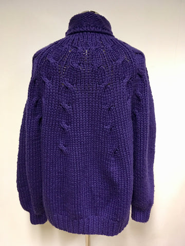 OSCAR DE LA RENTA PURPLE CASHMERE CHUNKY HAND KNIT JUMPER SIZE M