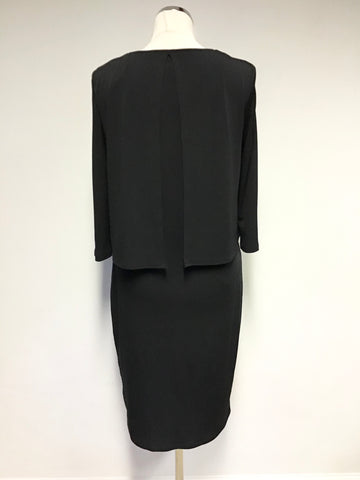 PHASE EIGHT BLACK OVER LAYERED TOP PENCIL DRESS SIZE 12