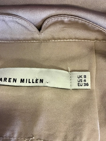 KAREN MILLEN BEIGE ZIP TOP LONG SLEEVE BLOUSE SIZE 8