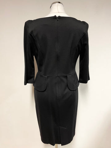 JOSEPH RIBKOFF BLACK STRETCH JERSEY 3/4 SLEEVED PENCIL DRESS SIZE 12