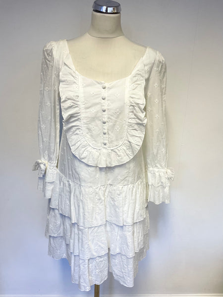 BRAND NEW ALICE BY TEMPERLEY COLETTE WHITE BROIDIERE ANGLAISE FRILL DRESS SIZE 10