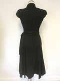 JAVELIN BLACK COTTON CAP SLEEVE FIT & FLARE WRAP DRESS SIZE 40 UK 12