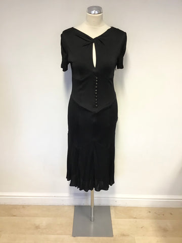 KAREN MILLEN BLACK TWIST TOP SHORT SLEEVE TEA DRESS SIZE 12