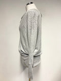 MINT VELVET GREY WIDE NECKLINE SEQUIN TRIMMED BATWING JUMPER SIZE 10