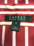 RALPH LAUREN RED & WHITE STRIPE FRILL TRIM SLEEVELESS BLOUSE SIZE 6 UK 10