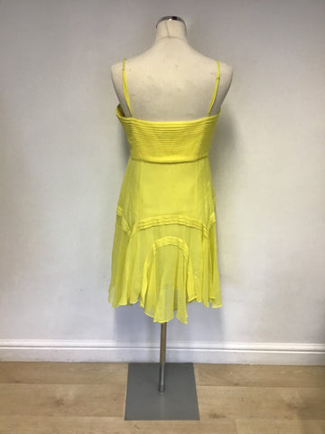 KAREN MILLEN YELLOW SILK STRAPPY DRESS SIZE 16