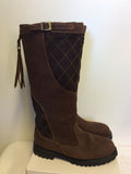 RYDALE BROWN HIGH LEATHER MALHAM BIKER BABE BOOTS SIZE 8/42