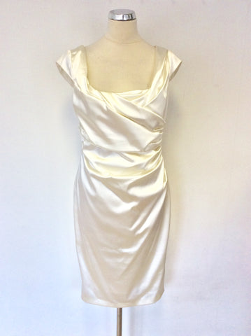 COAST IVORY SATIN SPECIAL OCCASION PENCIL DRESS SIZE 12