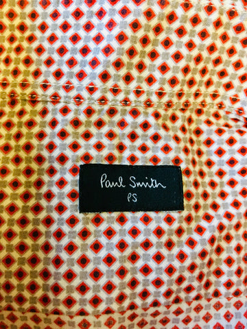 PAUL SMITH RED,WHITE & GREY PRINT COTTON SHIRT SIZE M