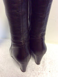 JONES THE BOOTMAKER DARK BROWN LEATHER SLIM LEG BOOTS SIZE 4/37