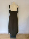 JIGSAW BROWN LINEN LONG SLEEVELESS DRESS SIZE 16