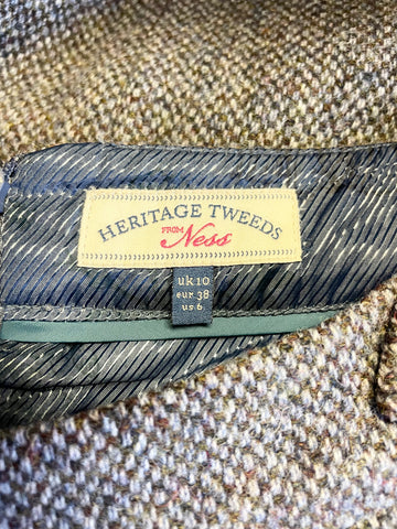 HERITAGE TWEEDS FROM NESS BLUE WOOL BLEND TWEED A LINE SKIRT SIZE 10