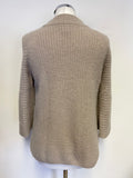 MERCER & MADISON 100% CASHMERE BEIGE 3/4 SLEEVED JUMPER SIZE M