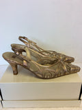 PIESANTO BRONZE/GOLD MESH FRONT SLINGBACK HEELS SIZE 6/39