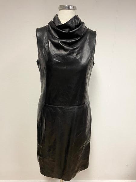 KENNETH COLE BLACK  SUPERSOFT LEATHER SLEEVELESS PENCIL DRESS SIZE 4 UK 8