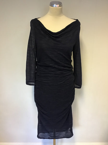 PHASE EIGHT NAVY BLUE LONG SLEEVE WIGGLE DRESS SIZE 14