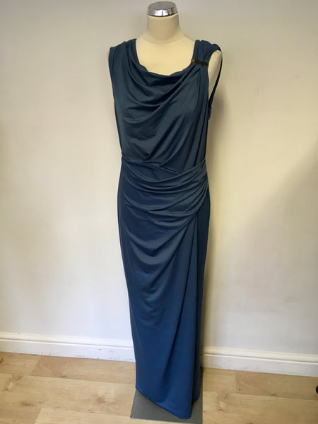 BRAND NEW PHASE EIGHT TEAL DRAPED LONG EVENING DRESS SIZE 16