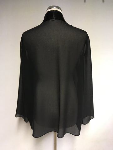 ROMAN ORIGINALS BLACK SATIN EDGE TRIM SEMI SHEER OCCASION JACKET SIZE 16