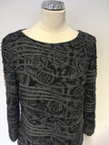 PHASE EIGHT GREY & BLACK FLORAL PRINT STRETCH JERSEY DRESS SIZE 16