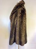 I MADISON BROWN LEOPARD PRINT FAUX FUR COAT SIZE L