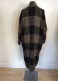 LAUREL BLACK & BROWN CHECK PURE NEW WOOL OVERSIZE COAT SIZE 38 UK 12