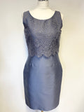 HOBBS INVITATION BLUE LACE TOP PENCIL DRESS & FITTED JACKET SUIT SIZE 10/12