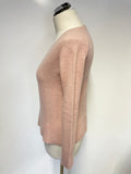 JIGSAW PALE PINK V NECKLINE LONG SLEEVE CASHMERE JUMPER SIZE S