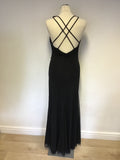 Marcelane Black Strappy Full Length Evening Dress With Diamanté Trim Size 12