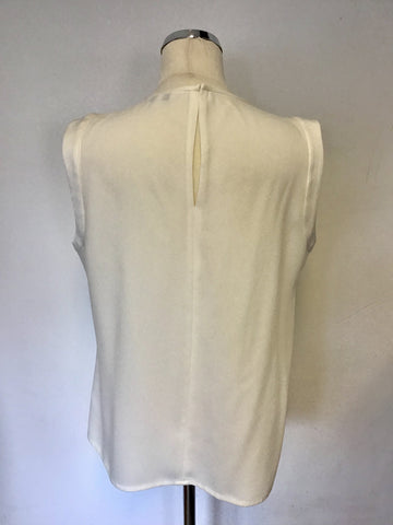 LK BENNETT MALEA IVORY PLEATED FRONT SLEEVELESS TOP SIZE 14