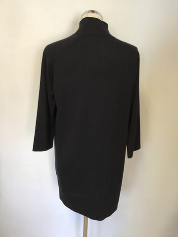 REPEAT BLACK 100% WOOL 3/4 SLEEVE LONG JUMPER SIZE 36 UK 10