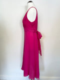 LK BENNETT PINK SILK SLEEVELESS FIT & FLARE SPECIAL OCCASION DRESS SIZE 10