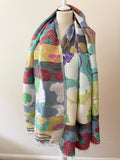 KENZO MULTI COLOURED FLORAL DESIGN COTTON & SILK BLEND WRAP/ SCARF