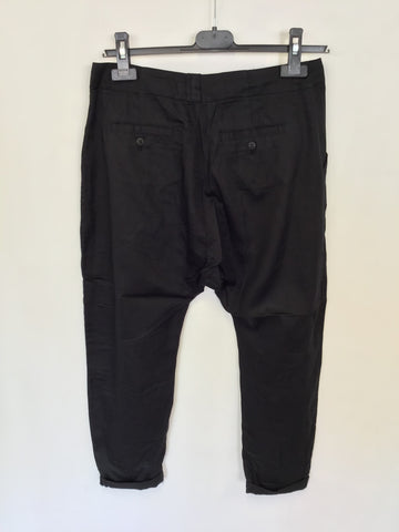 WHISTLES BLACK COTTON CROP TROUSERS SIZE 8