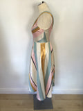 MONSOON PASTEL ASYMMETRIC STRIPE FIT & FLARE DRESS SIZE 8