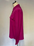 LK BENNETT GINA RASPBERRY PINK SILK LONG SLEEVE SHIRT SIZE 18