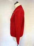 LK BENNETT RED WOOL BLEND COLLARED 3/4 SLEEVE CARDIGAN,JACKET SIZE M