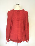 MINT VELVET RED LONG SLEEVE BLOUSON TOP SIZE 14